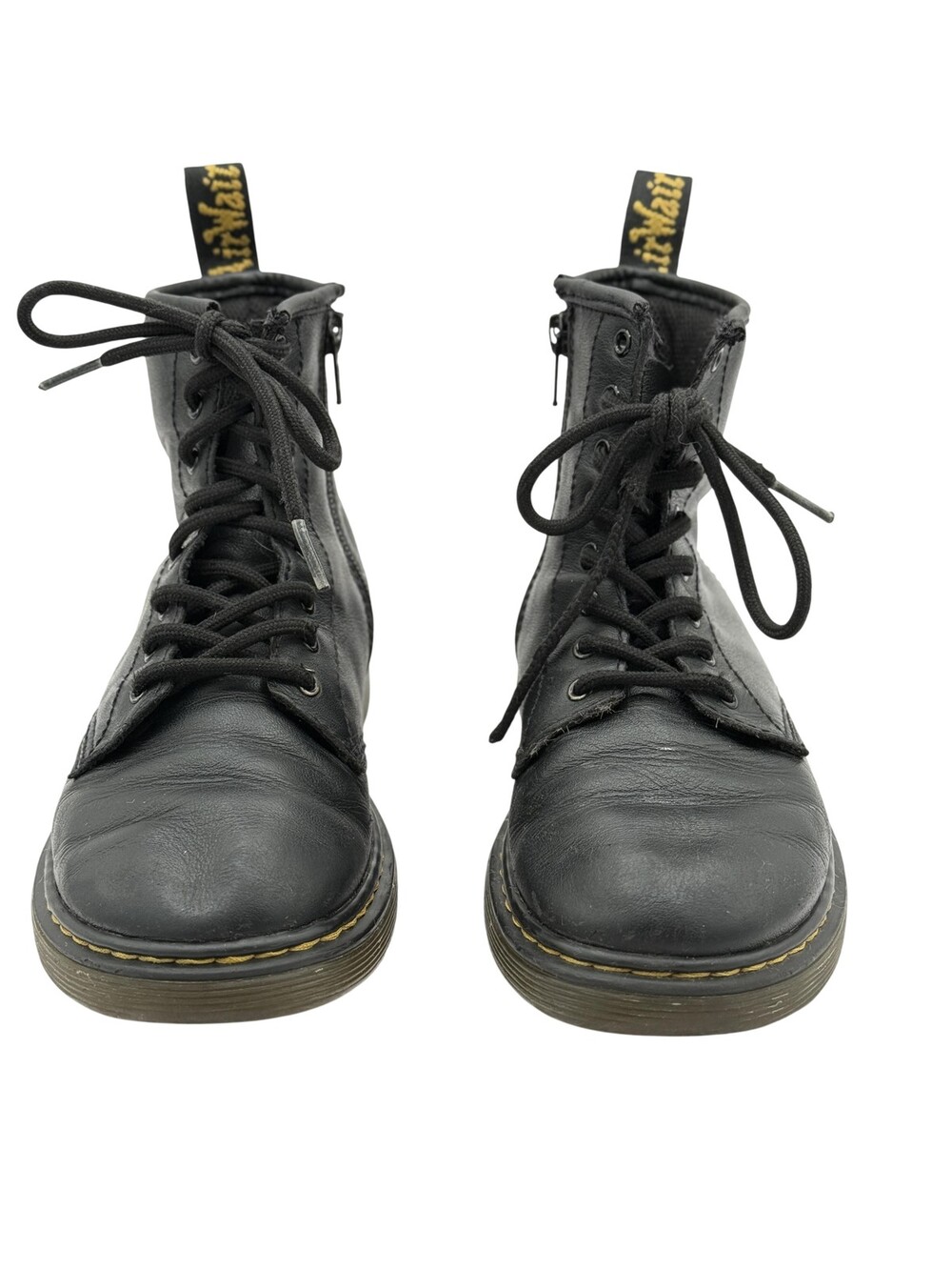 Dr. Martens 1460J Boots Youth Kids Size 3 Black Leather Combat Lace Up Zip